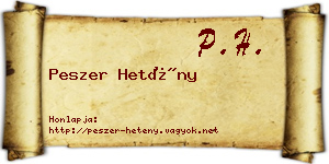Peszer Hetény névjegykártya